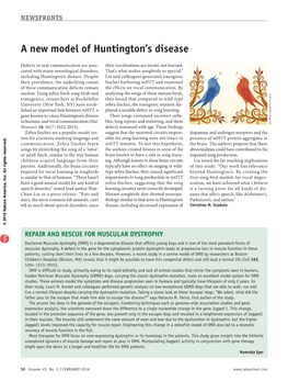 A New Model of Huntington's Disease
