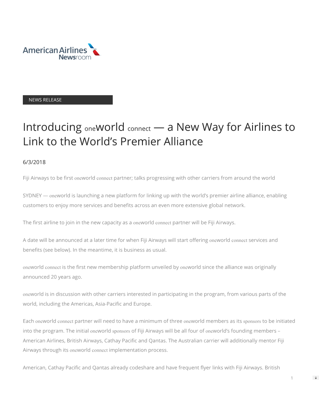 Introducing Oneworld Connect — a New Way for Airlines to Link to the World’S Premier Alliance