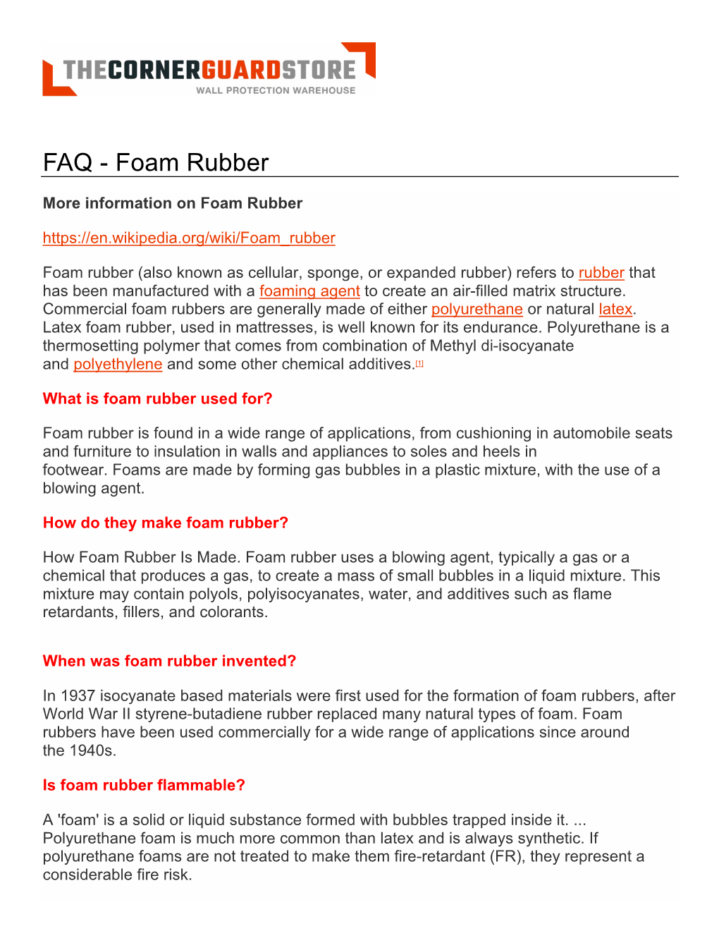 FAQ - Foam Rubber