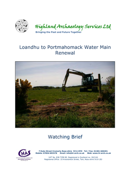 Highland Archaeology Services Ltd Loandhu to Portmahomack Water
