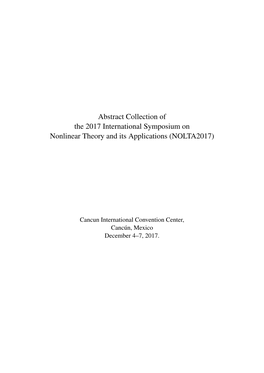 Abstract Collection of the 2017 International Symposium on Nonlinear Theory and Its Applications (NOLTA2017)