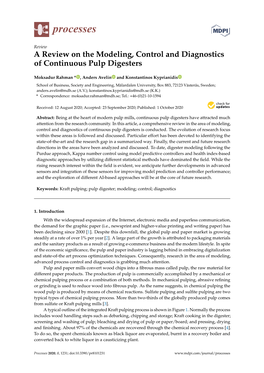 A Review on the Modeling, Control and Diagnostics of Continuous Pulp Digesters