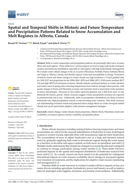 Spatial and Temporal Shifts in Historic and Future Temperature and Precipitation Patterns Related to Snow Accumulation and Melt Regimes in Alberta, Canada