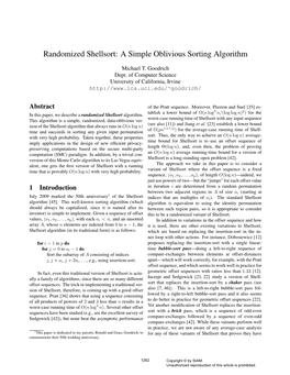 Goodrich: Randomized Shellsort: a Simple Oblivious Sorting Algorithm