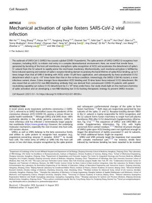 Mechanical Activation of Spike Fosters SARS-Cov-2 Viral Infection