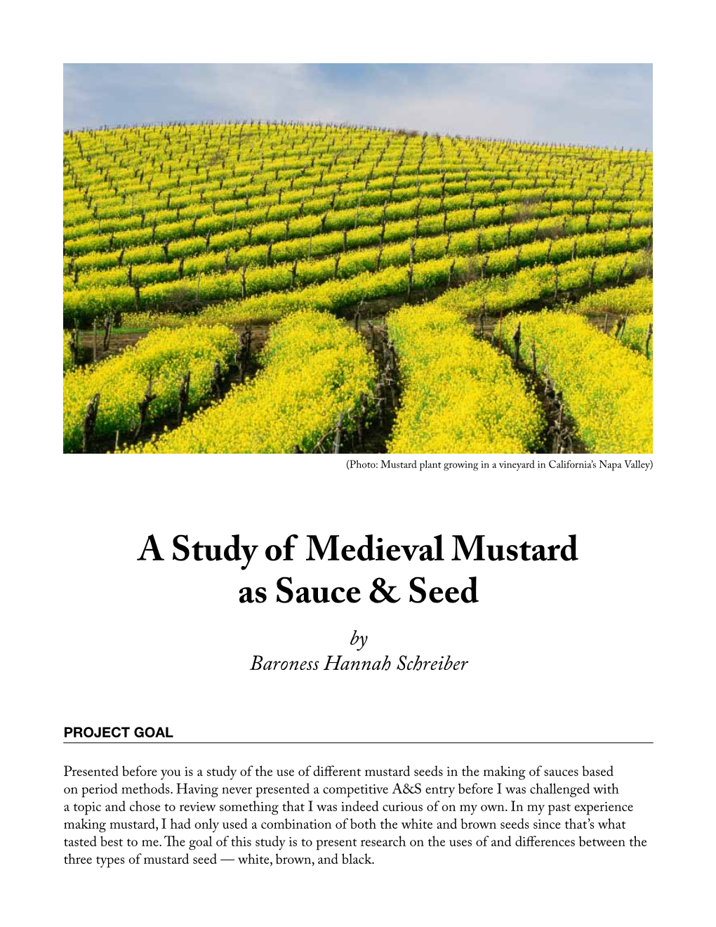 A Study of Medieval Mustard As Sauce & Seed