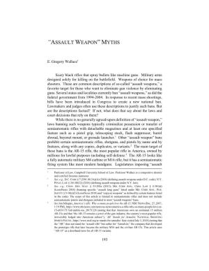 “Assault Weapon” Myths