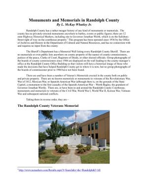 Monuments and Memorials in Randolph County by L