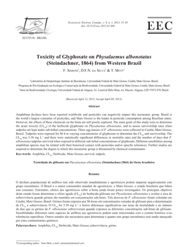 Toxicity of Glyphosate on Physalaemus Albonotatus (Steindachner, 1864) from Western Brazil