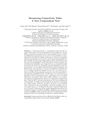 Boomerang Connectivity Table: a New Cryptanalysis Tool
