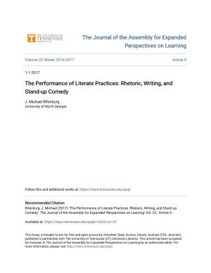 The Performance of Literate Practices: Rhetoric, Writing, and Stand-Up Comedy