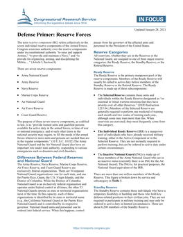 Defense Primer: Reserve Forces