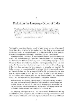 Prakrit in the Language Order of India