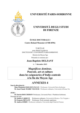 ANNEXES 4 Sous La Direction De : Mme Élisabeth CROUZET-PAVAN Professeur, Université Paris-Sorbonne M