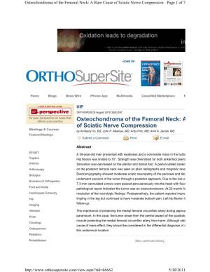 Osteochondroma of the Femoral Neck: a Rare Cause of Sciatic Nerve Compression Page 1 of 7