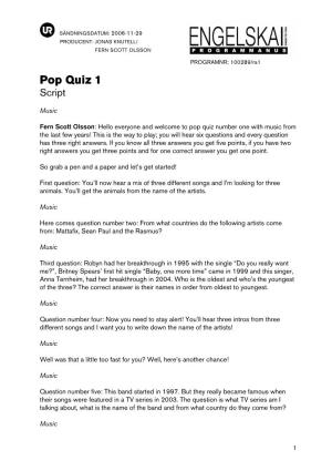 Pop Quiz 1 Script