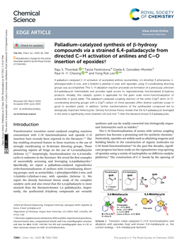 Palladium-Catalyzed Synthesis of Β-Hydroxy Compounds Via A