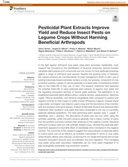 Pesticidal Plant Extracts Improve Yield and Reduce Insect Pests on Legume Crops Without Harming Beneﬁcial Arthropods