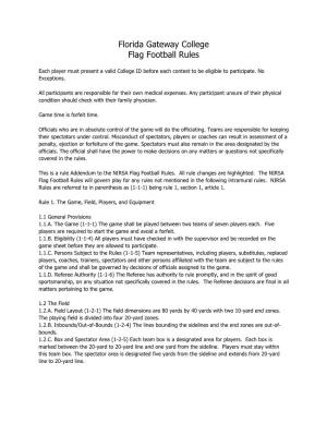 Florida Gateway College Flag Football Rules