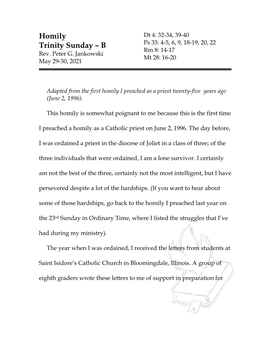 Homily Trinity Sunday