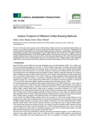 Carbon Footprint of Different Coffee Brewing Methods Matteo Cibelli, Alessio Cimini, Mauro Moresi*