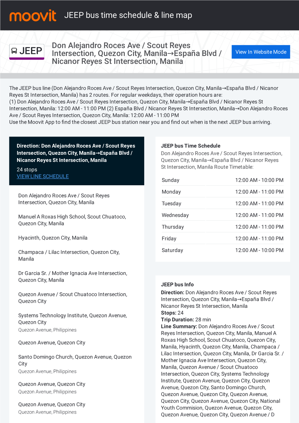 JEEP Bus Time Schedule & Line Route