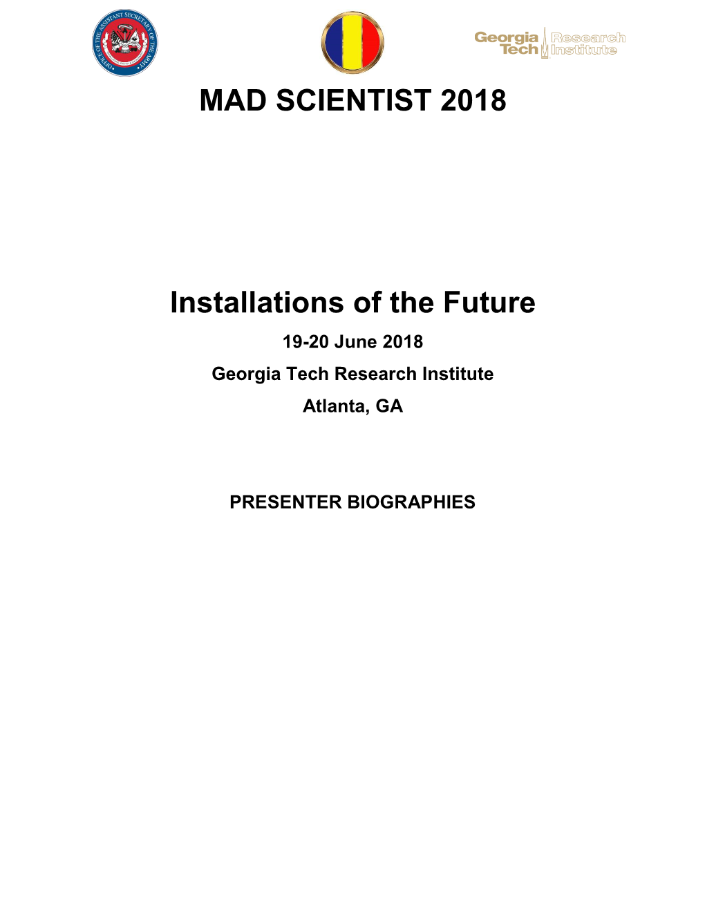 MAD SCIENTIST 2018 Installations of the Future