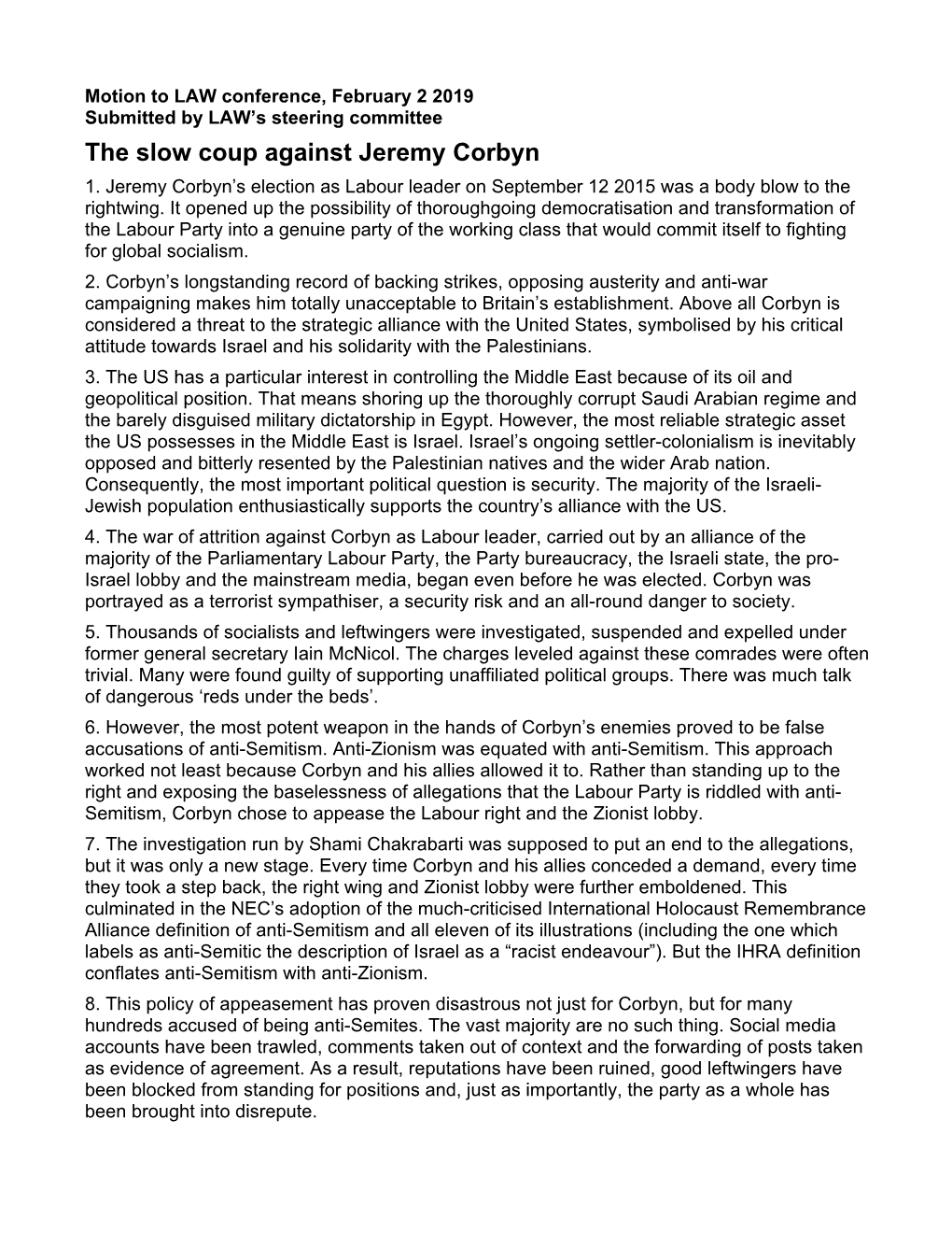 The Slow Coup Against Jeremy Corbyn 1