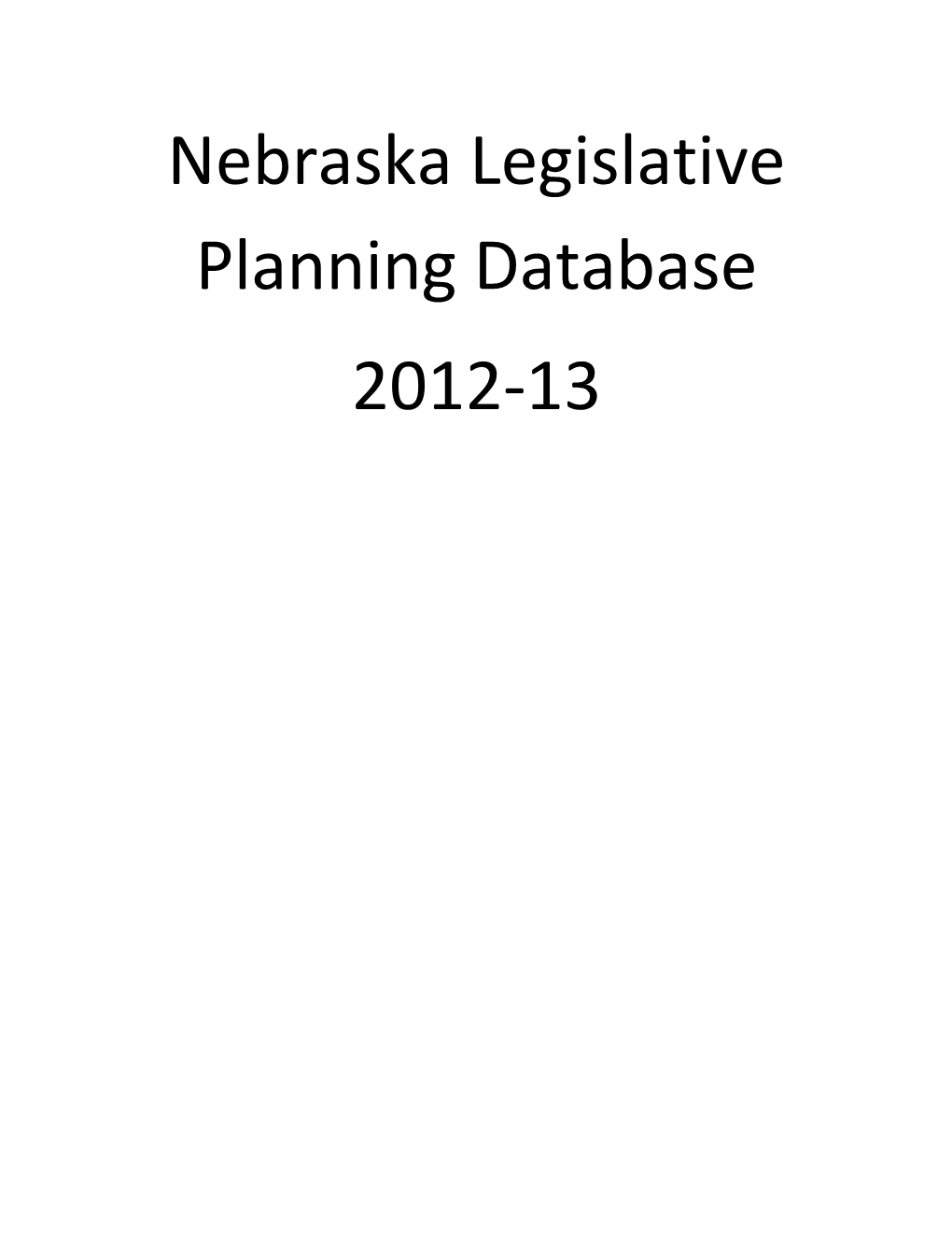 2012-2013 Legislature's Planning Committee