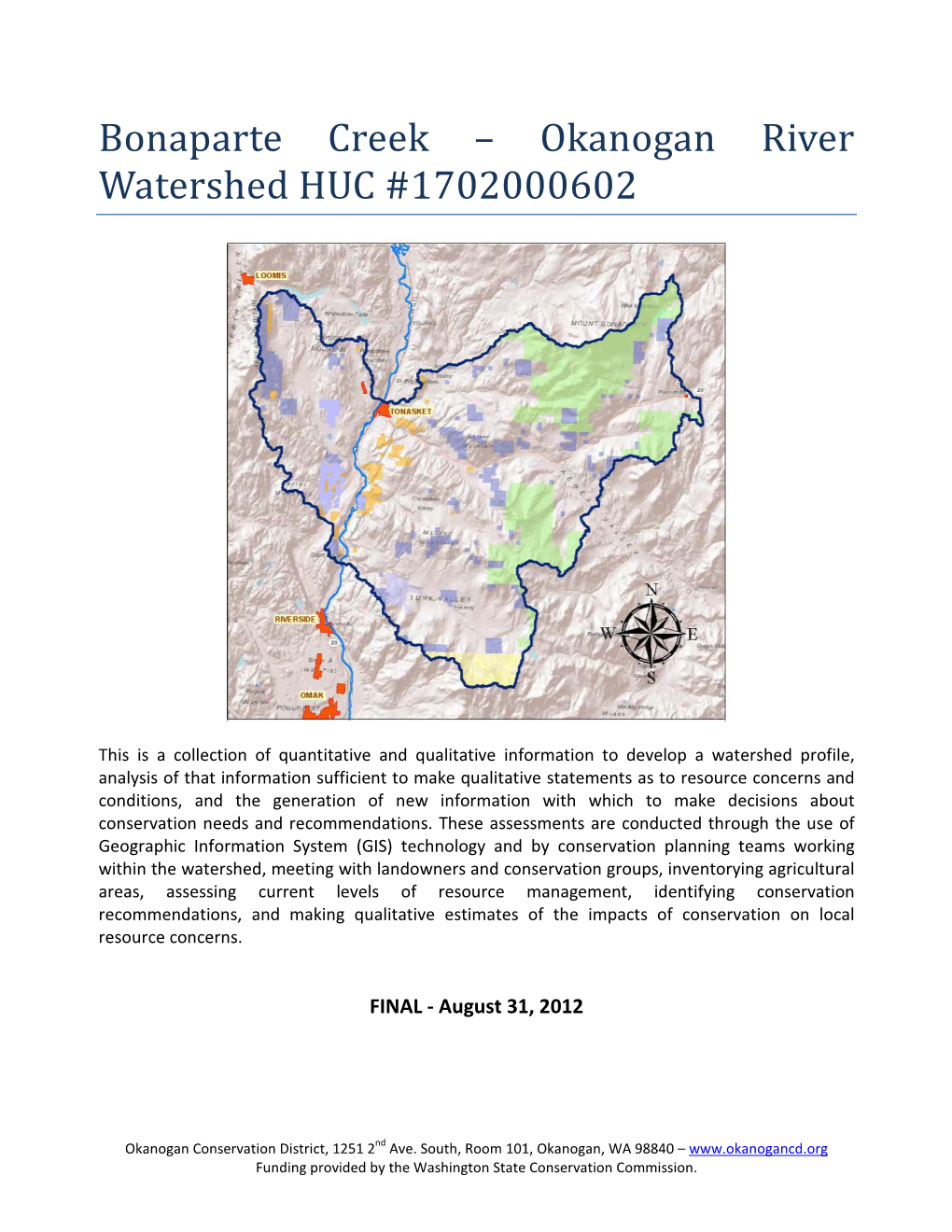 Bonaparte Creek – Okanogan River Watershed HUC #1702000602