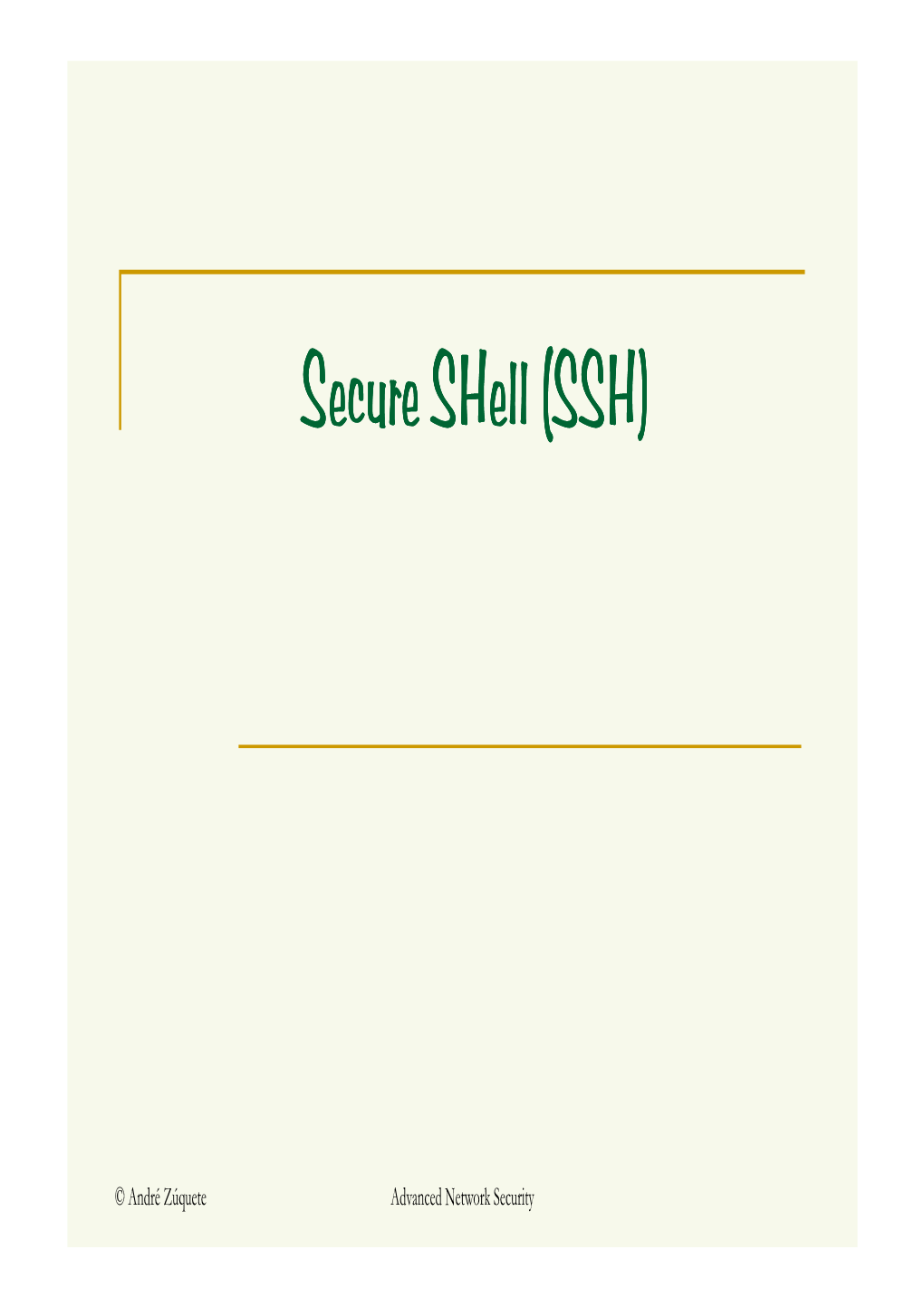 Secure Shell (SSH)