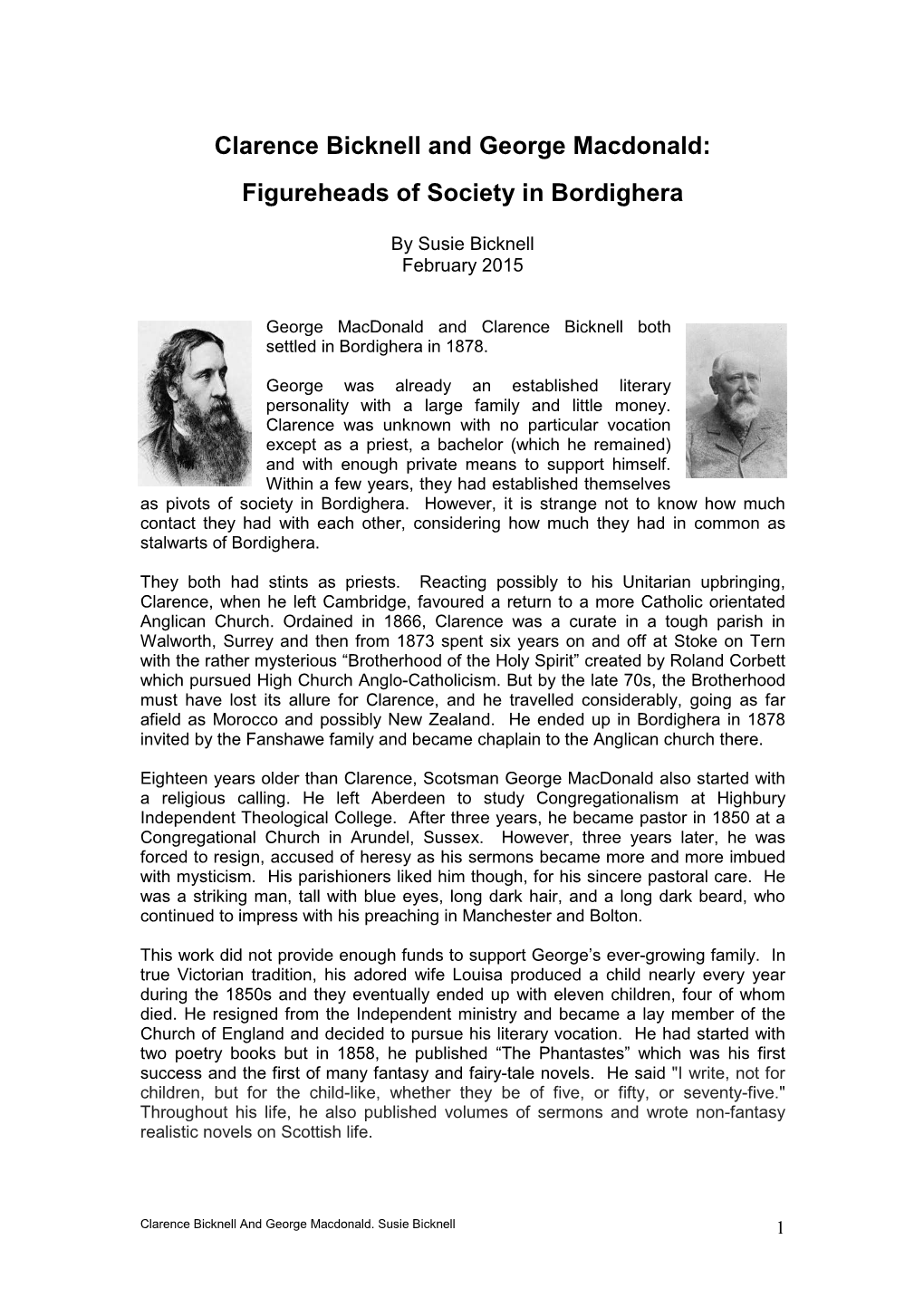 Clarence Bicknell and George Macdonald: Figureheads of Society in Bordighera