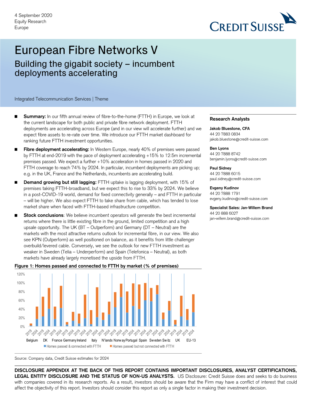 European Fibre Networks V Building the Gigabit Society – Incumbent Deployments Accelerating