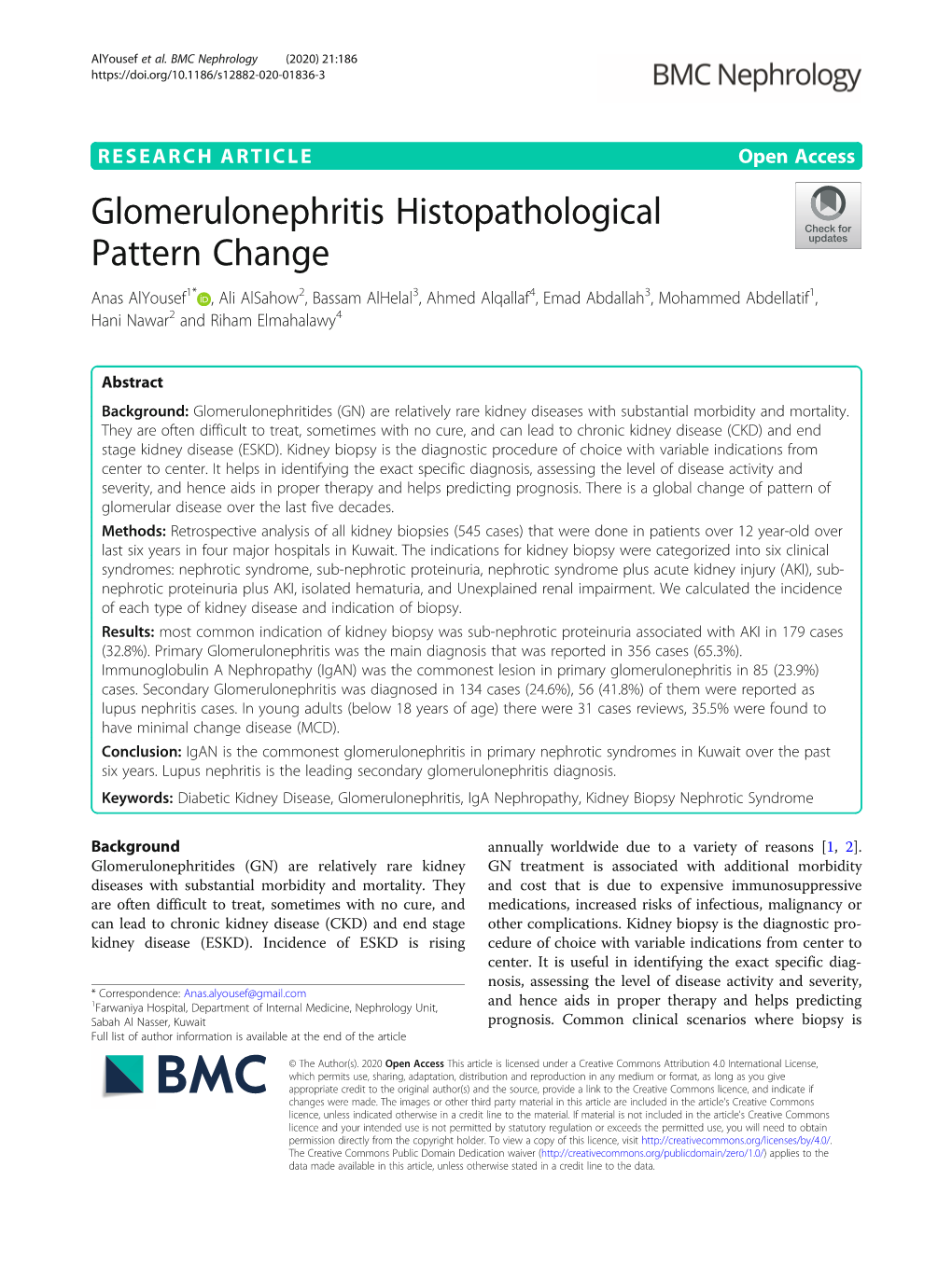 Glomerulonephritis Histopathological Pattern Change