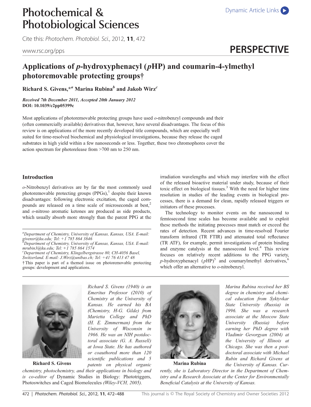 And Coumarin-1-Ylmehtyl Photoremovable Protecting Groups