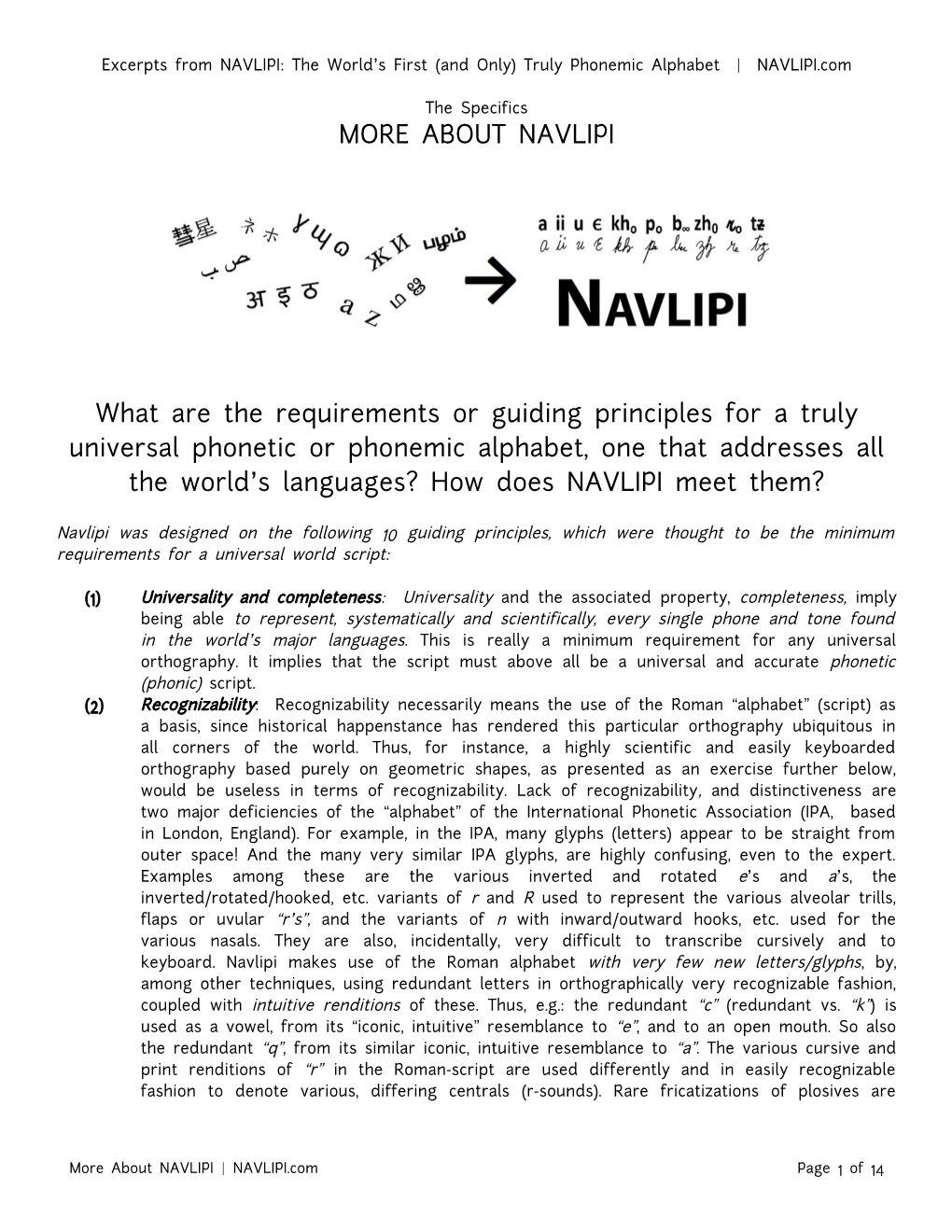 More About NAVLIPI: the World's First (And Only) Truly Phonemic Alphabet