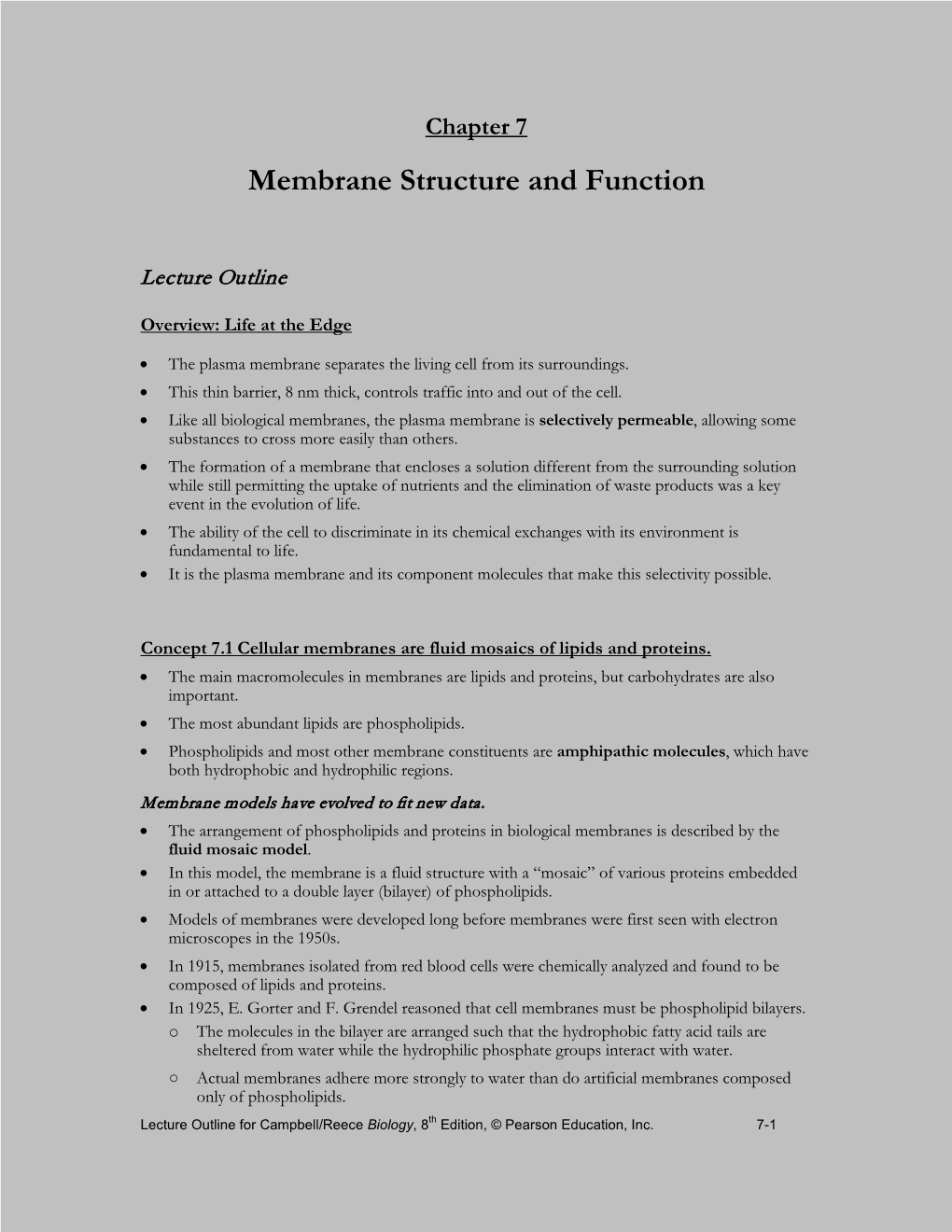 Membrane Structure and Function