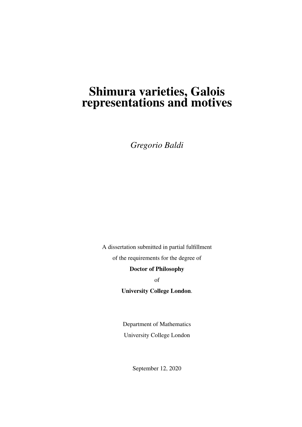 Shimura Varieties, Galois Representations and Motives