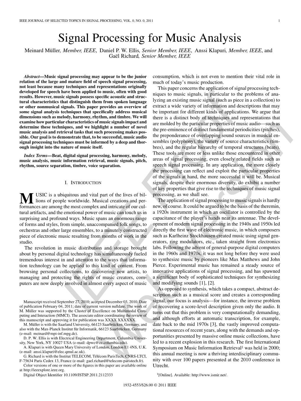 Signal Processing for Music Analysis Meinard Müller, Member, IEEE, Daniel P