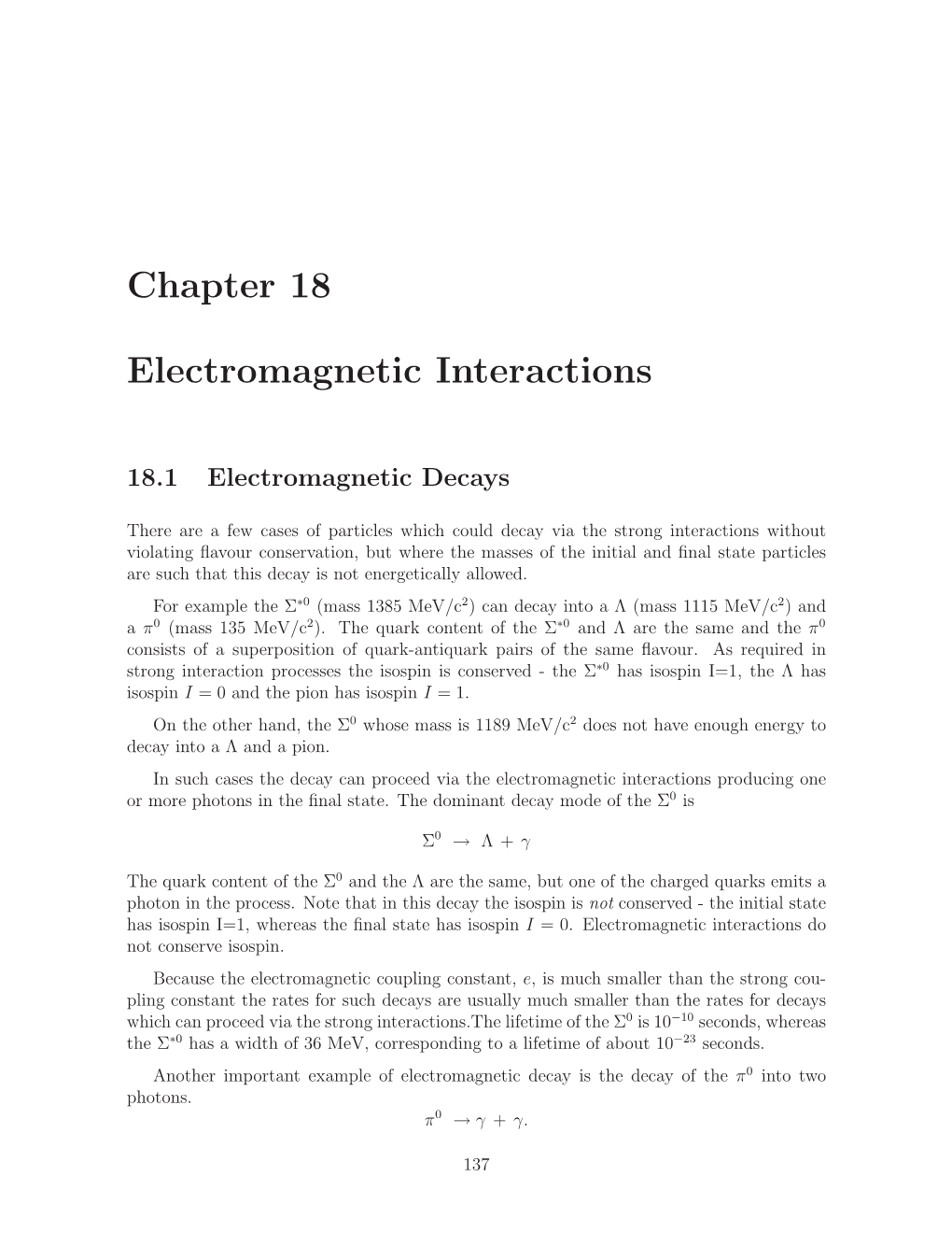 Chapter 18 Electromagnetic Interactions