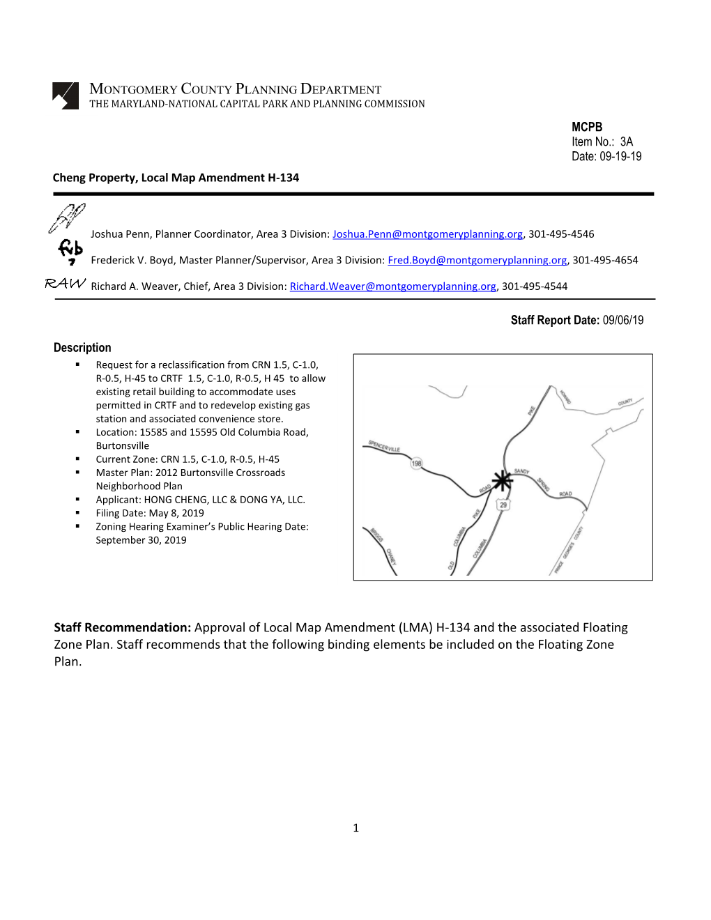 LMA) H-134 and the Associated Floating Zone Plan