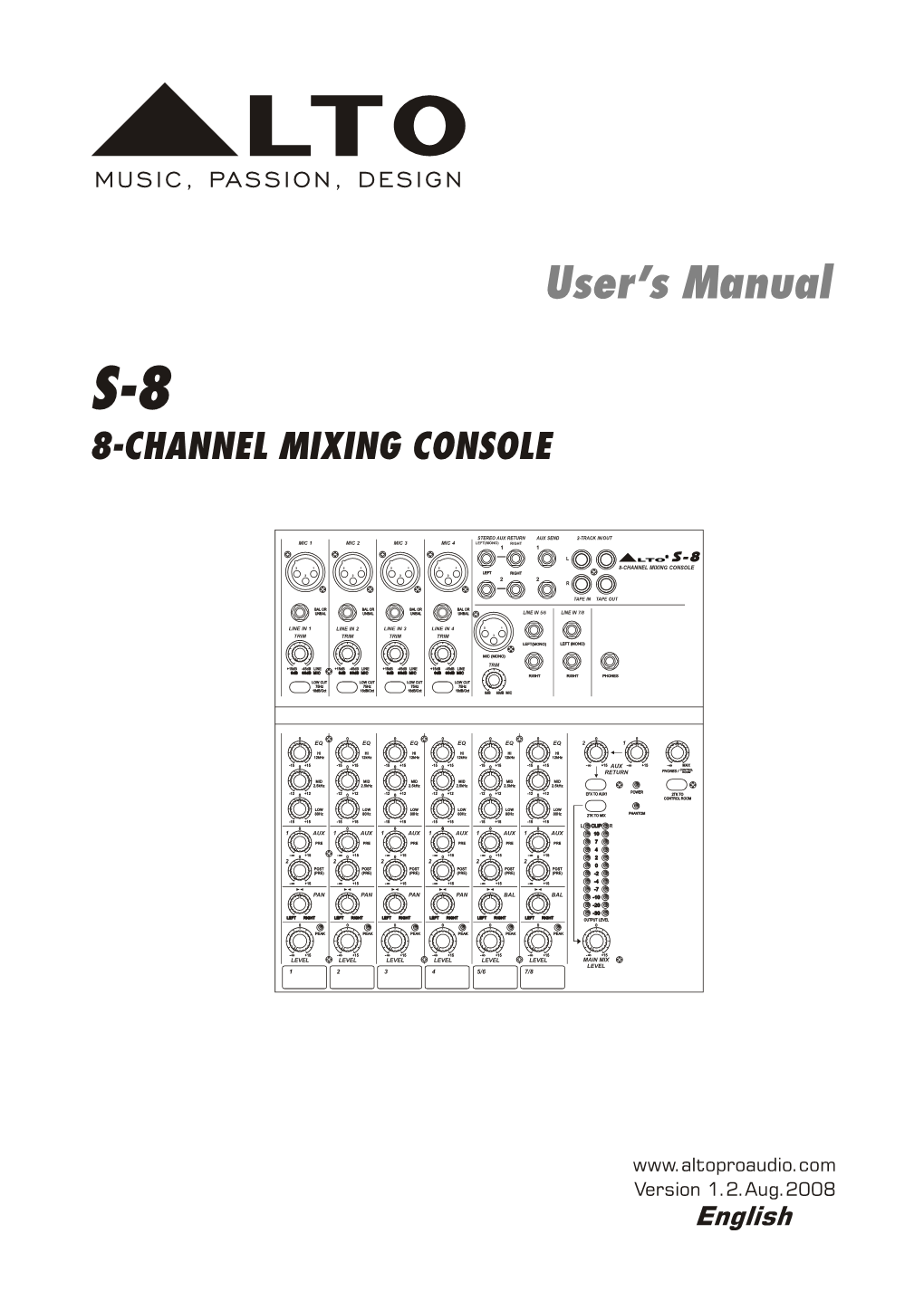 User's Manual S-8 8-CHANNEL MIXING CONSOLE