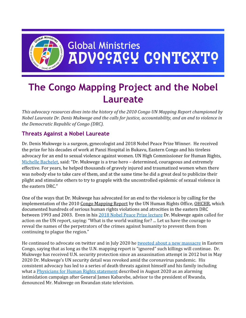 The Congo Mapping Project and the Nobel Laureate