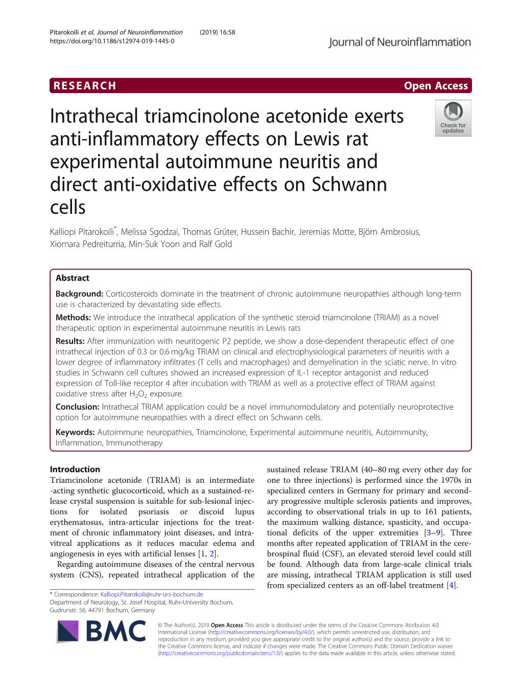 Intrathecal Triamcinolone Acetonide Exerts Anti-Inflammatory Effects on Lewis Rat Experimental Autoimmune Neuritis and Direct An