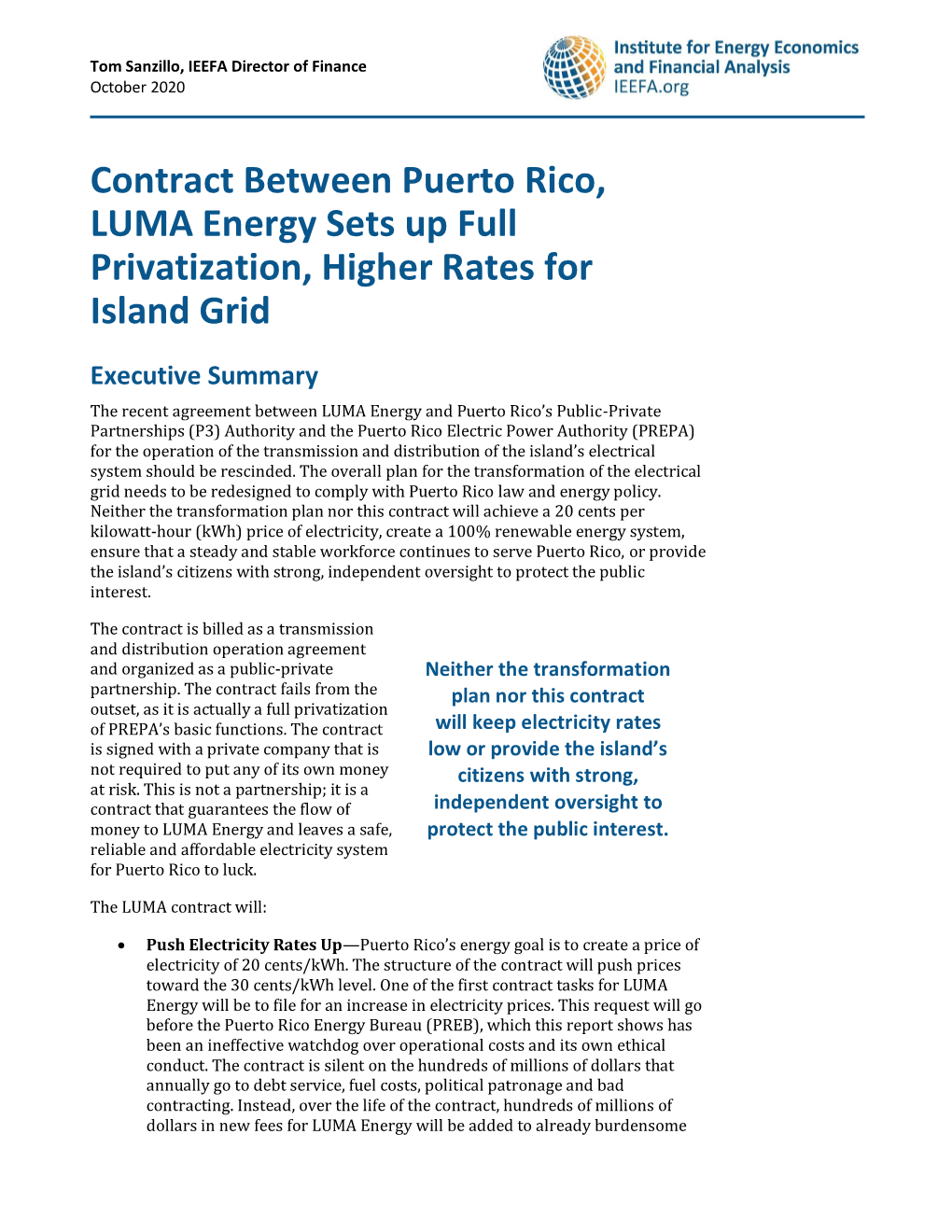 Contract Between Puerto Rico, LUMA Energy Sets up Full Privatization, Higher Rates for Island Grid