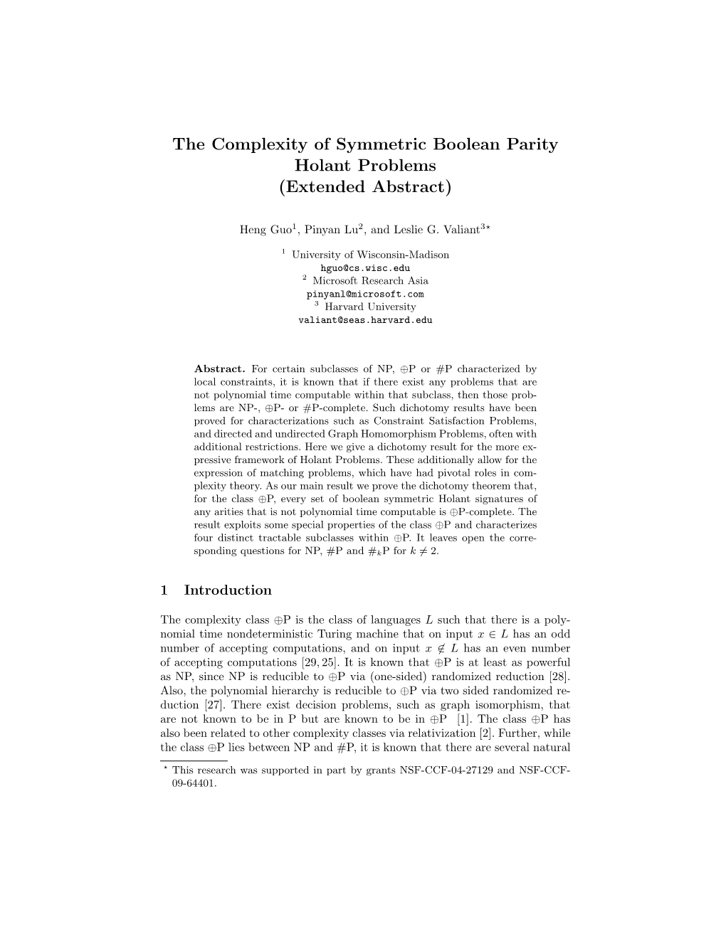 The Complexity of Symmetric Boolean Parity Holant Problems (Extended Abstract)