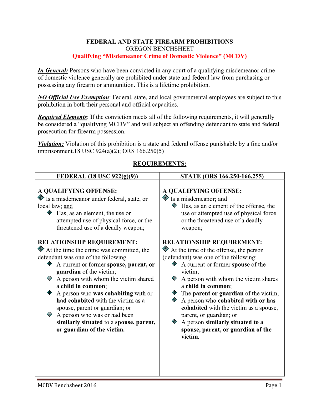 Qualifying “Misdemeanor Crime of Domestic Violence” (MCDV)