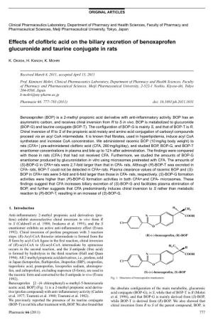 Effects of Clofibric Acid on the Biliary Excretion of Benoxaprofen