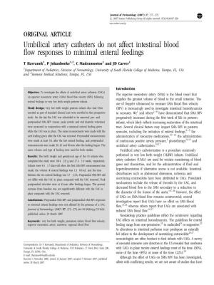 Umbilical Artery Catheters Do Not Affect Intestinal Blood Flow Responses To