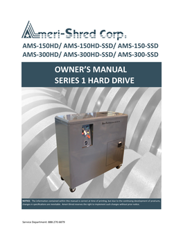Owner's Manual Series 1 Hard Drive